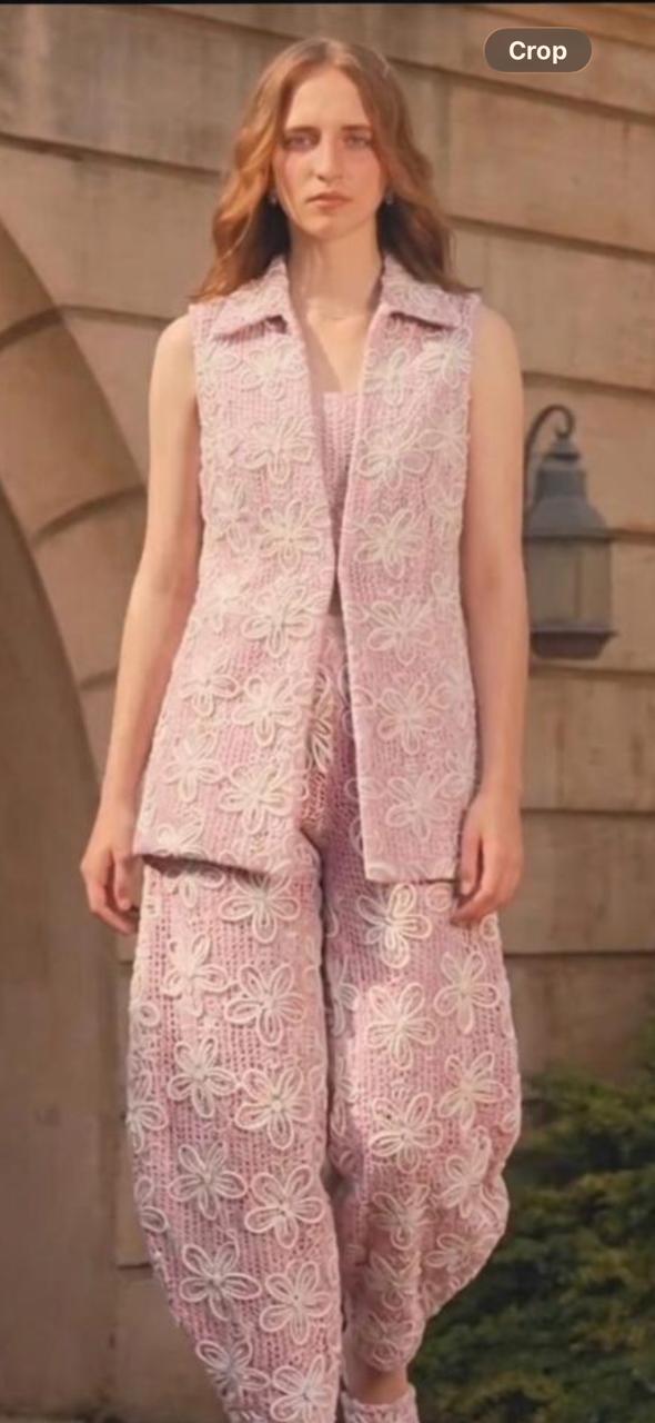 Peach waistcoat and bustier pant set