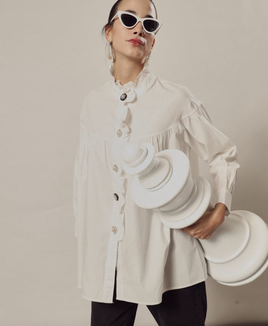 BEATRIX BUTTON ME UP SHIRT IN WHITE