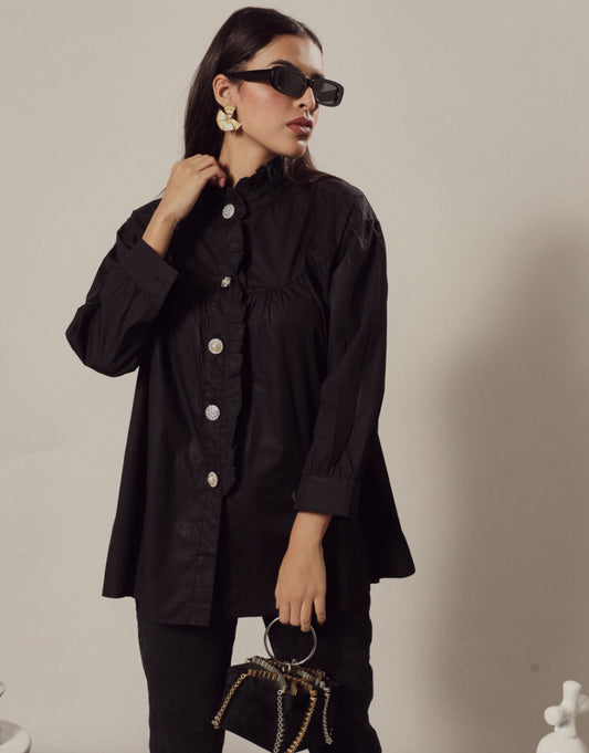 BEATRIX BUTTON ME UP SHIRT IN BLACK