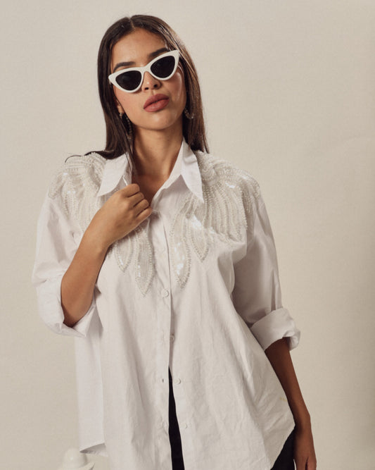 PHOENIX EMBROIDERED SHIRT IN WHITE