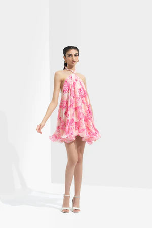 Image of SAKURA PRINTED SHORT DRESS. From savoirfashions.com