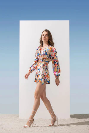 Image of SATIN MULTI PRINTED GEOMETRIC SET. From savoirfashions.com