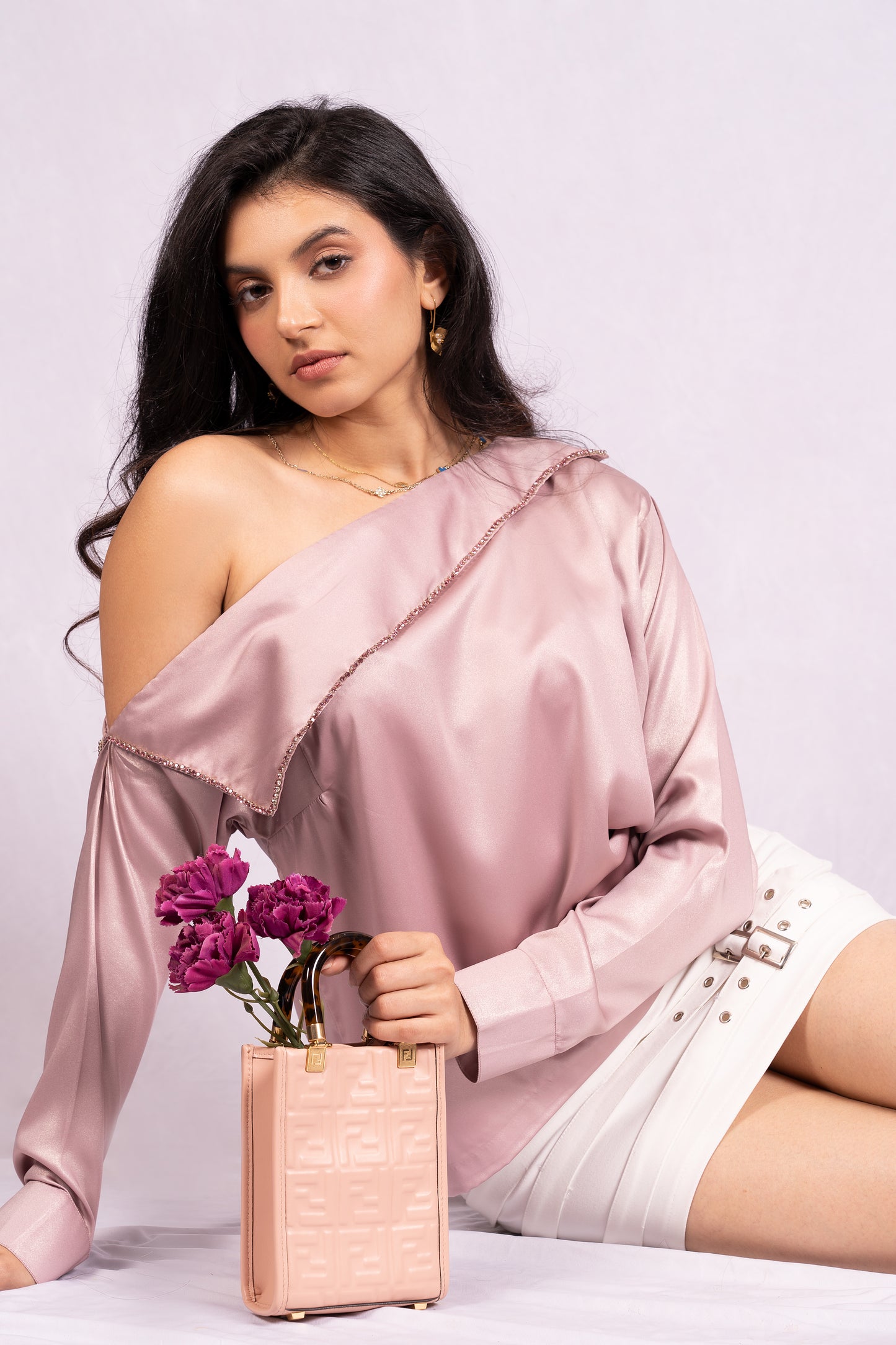 Blush Pink One shoulder one shoulder top