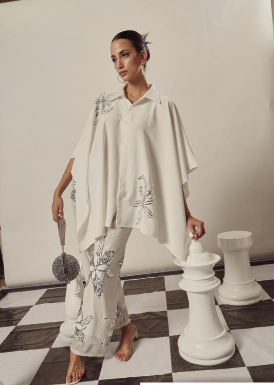 BIANCA BORAGE KAFTAN SET IN WHITE