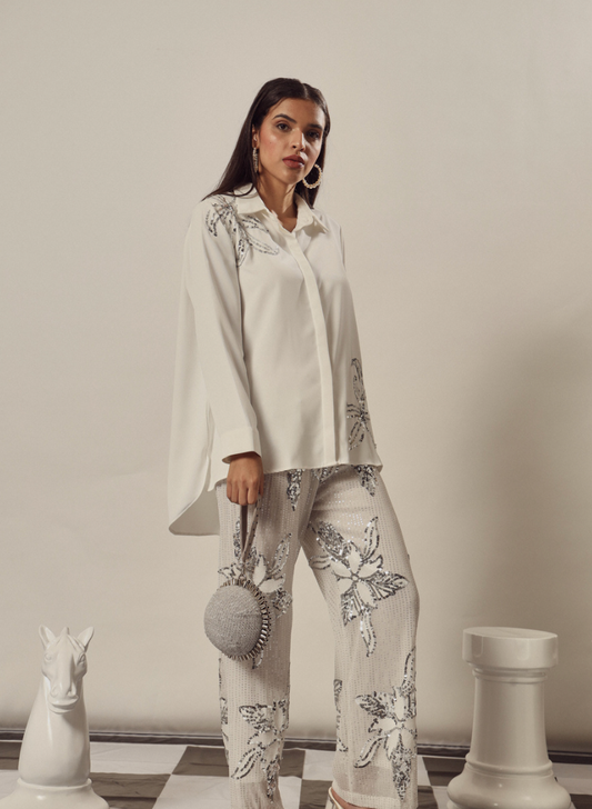 BIANCA BORAGE CO-ORD SET IN WHITE
