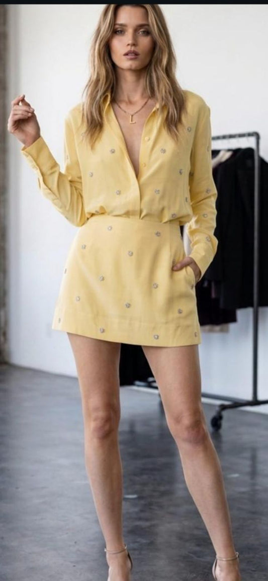 Yellow embellished skirt set  Poly -Mix