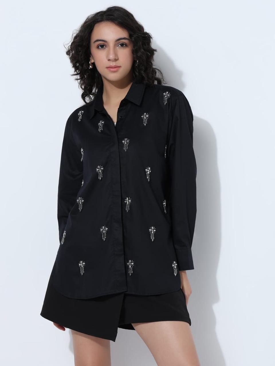 Black embellished shirt