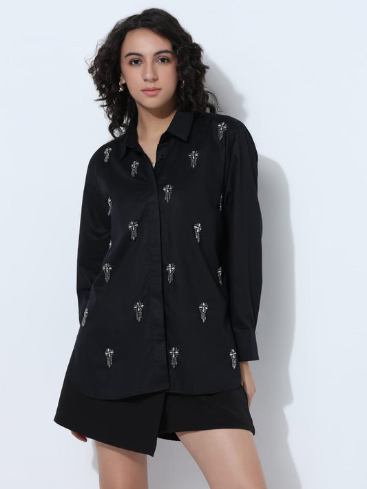 Black embellished shirt